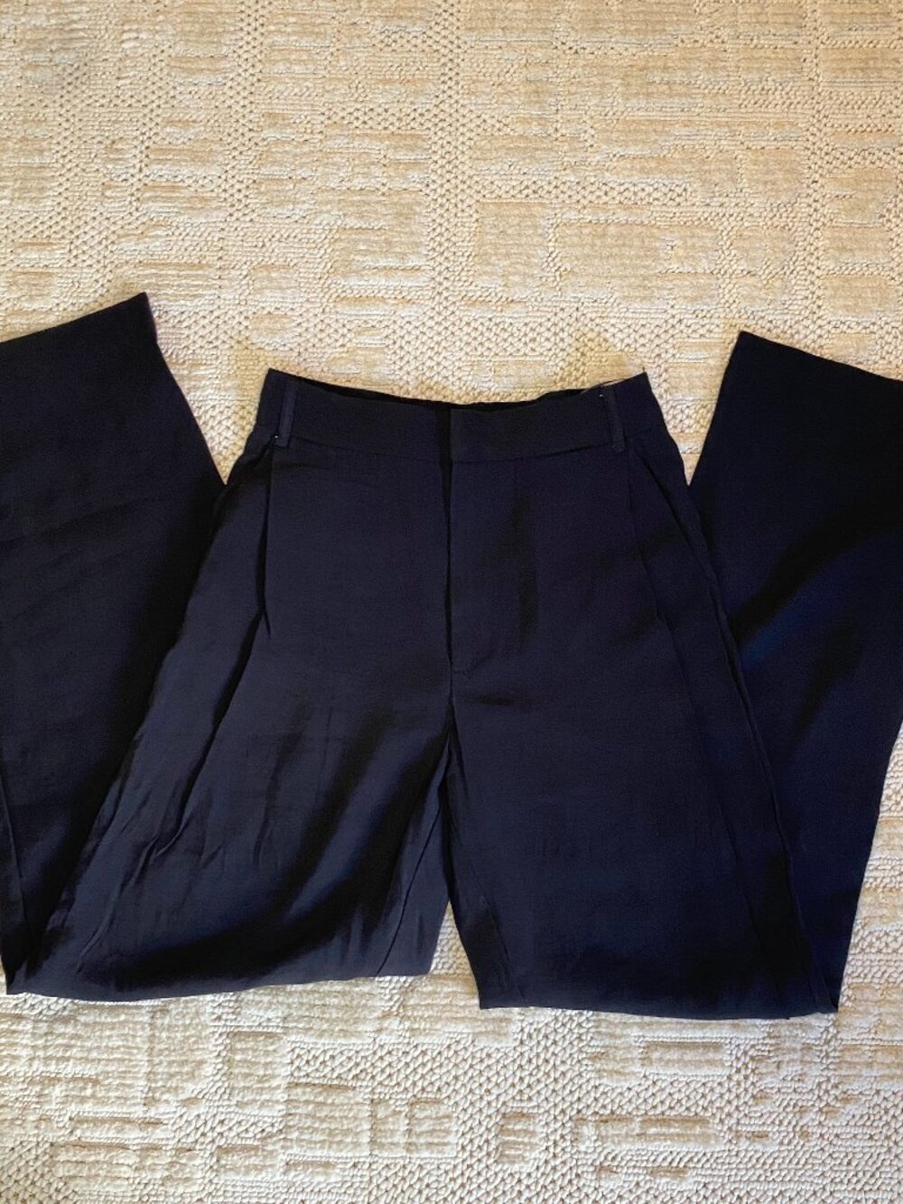 Zara Black Mid-to-Low Rise Wide-Leg Tailored Trousers – Size XS